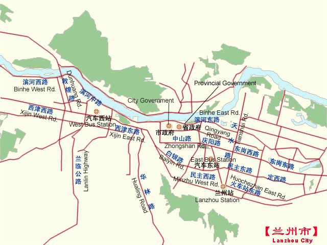 Lanzhou City map,Gansu,China